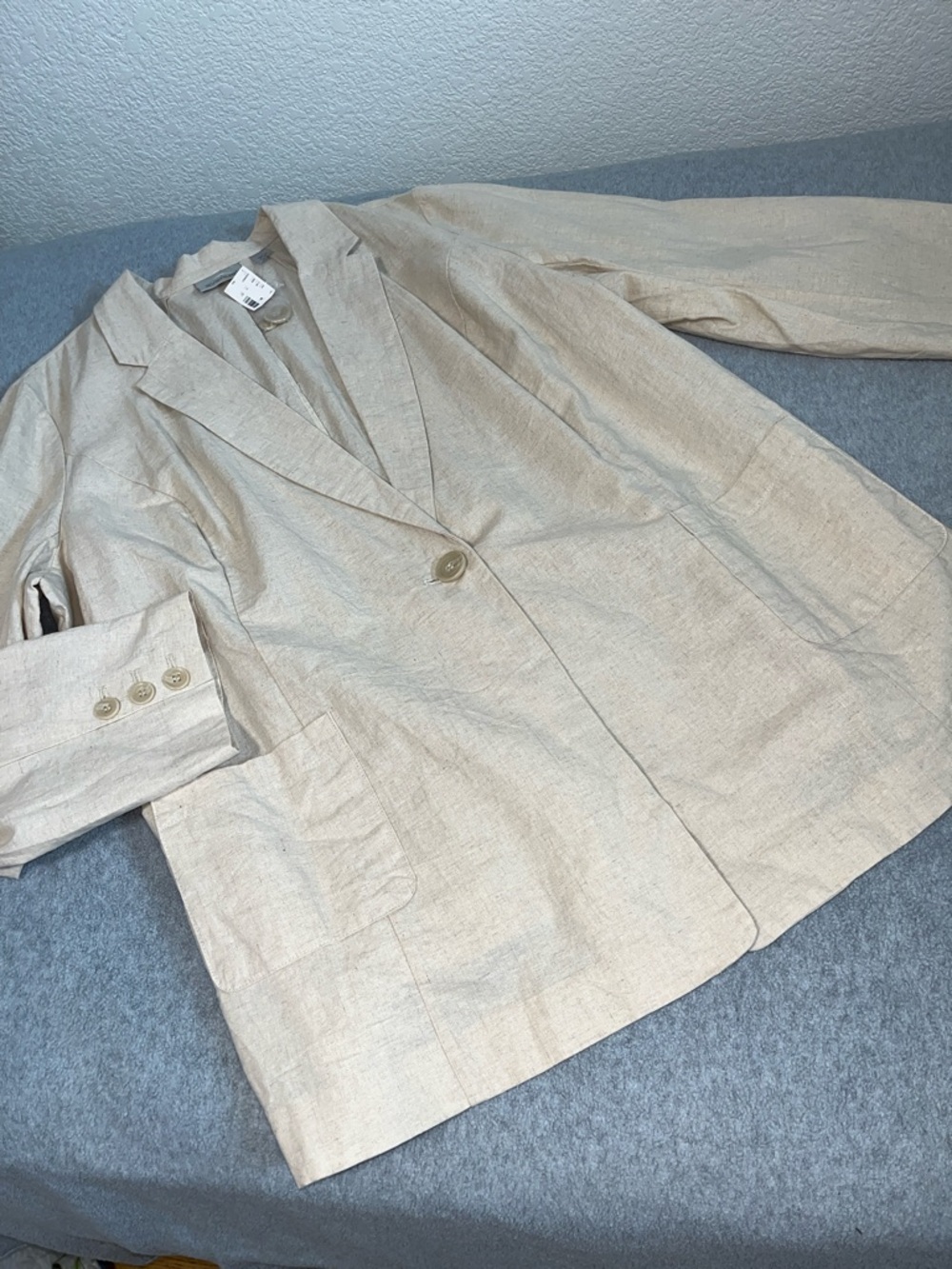 Womens Linen Blazer Plus Size 22 Ivory Coastal Summer Office Career Capsule